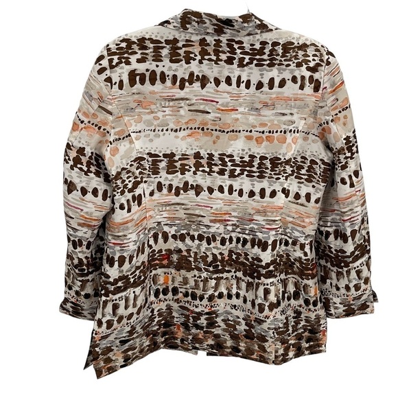 Chico's Women's Brown Multi-Color Silk Jacket Size 2 (L) Lightweight Lined - Picture 2 of 9